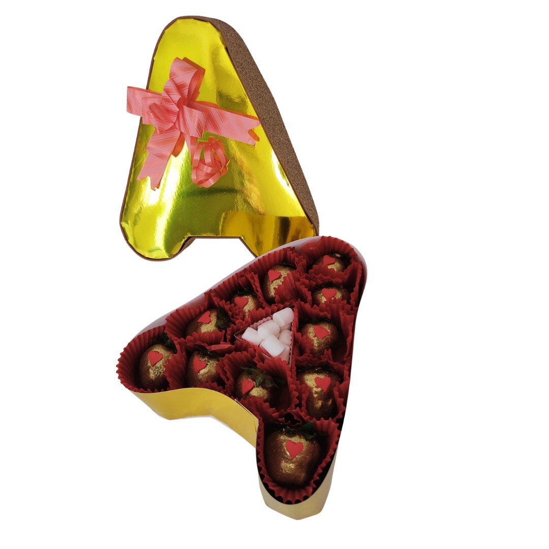 Arreglo frutal Iniciales con Fresas con chocolate devorame