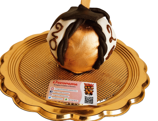 Arreglo frutal Manzana con chocolate, va en cajita transparente devorame