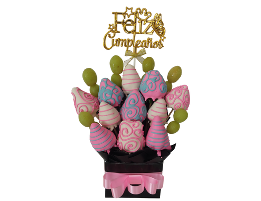 Arreglo frutal Ta-25 puede llevar tambien corazón, si es para caballero se decora en tonos azules devorame