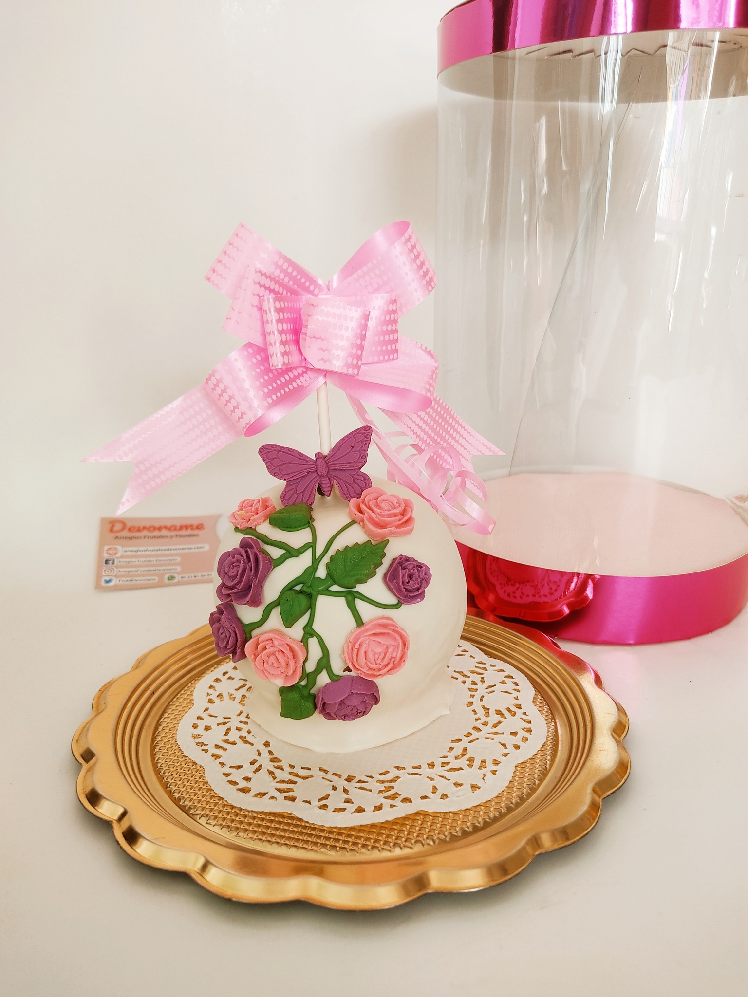 Arreglo frutal manzana con chocolate devorame