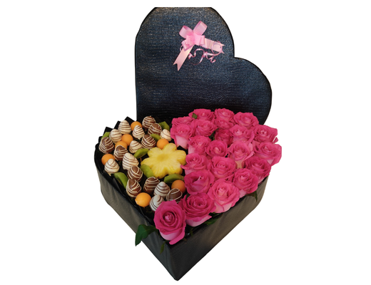 Arreglo frutal Co-23 Corazon Con flores y fruta devorame